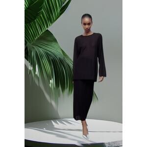 NWT - Semi-sheer top with a round neckline and long sleeves. Black Size: Small